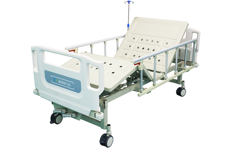 ABS掛式床頭沖孔雙搖護理床(四角剎車)